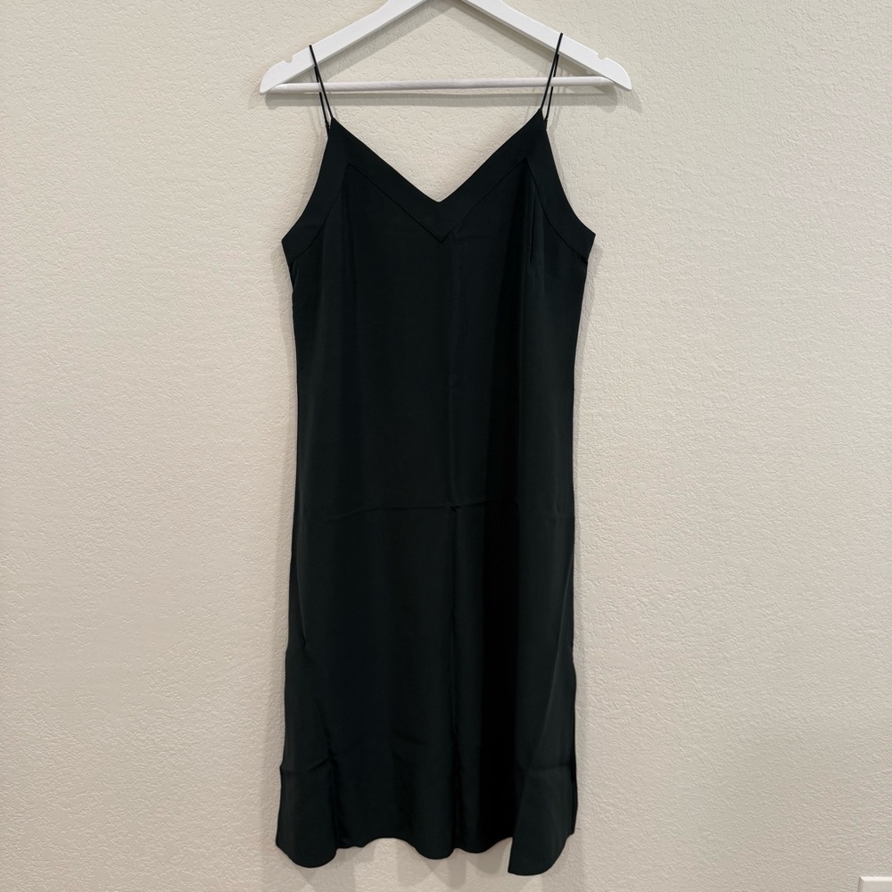 Cuyana Silk Slip Dress in Forest colorway